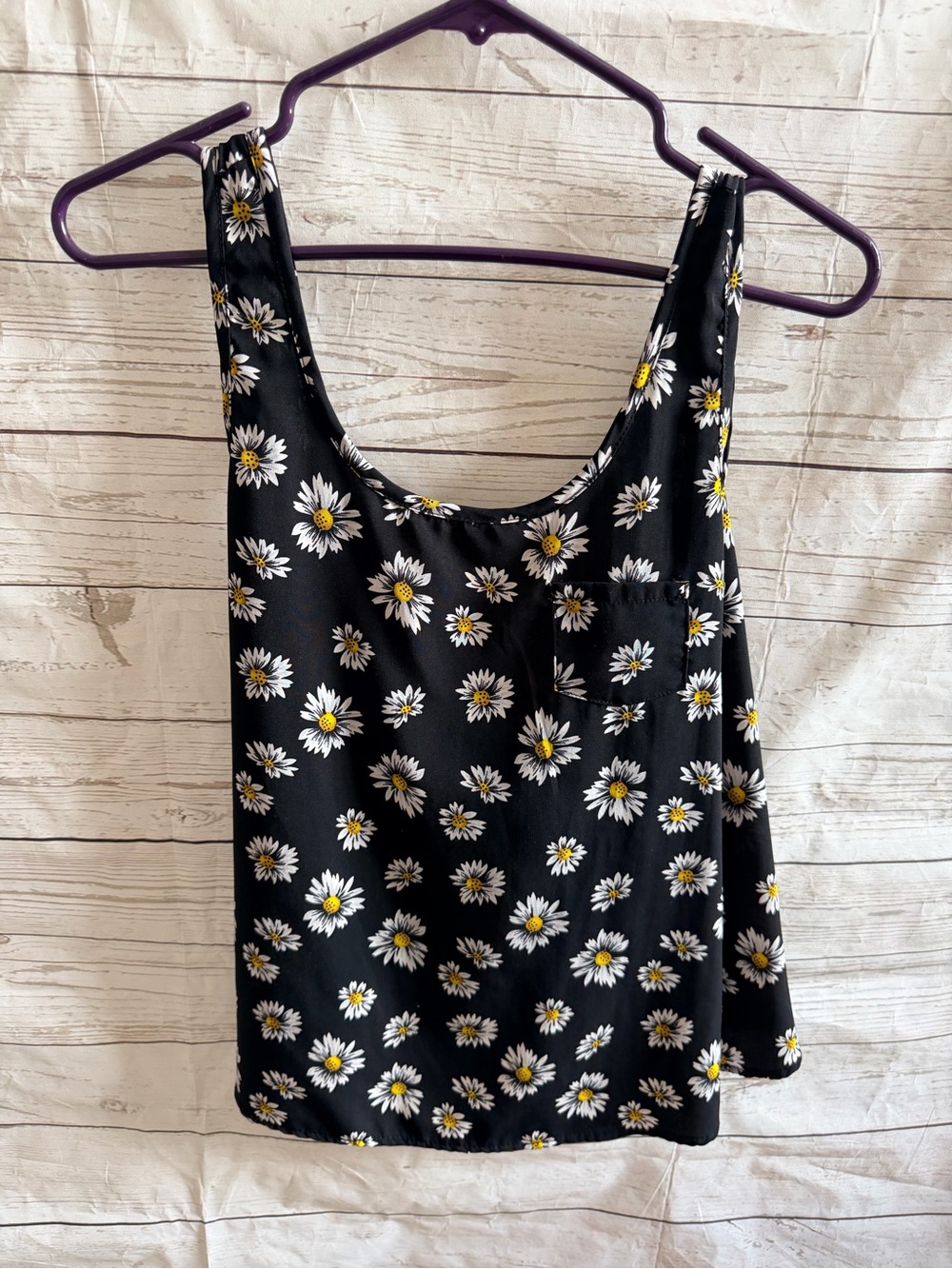 Papaya Black Daisy Print Tank Top